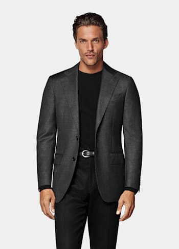 Dark Grey Tailored Fit Havana Suit Jacket