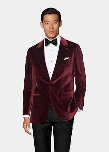 Burgundy Tailored Fit Havana Dinner Jacket