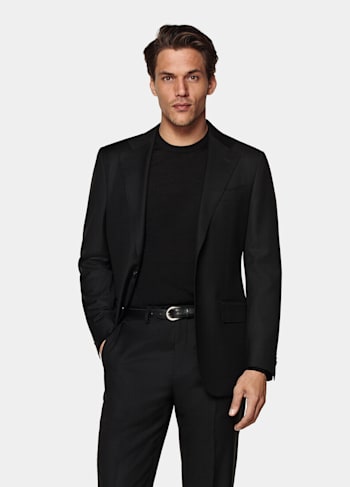 Black Tailored Fit Havana Suit Jacket