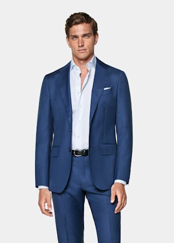 Mid Blue Tailored Fit Havana Suit Jacket