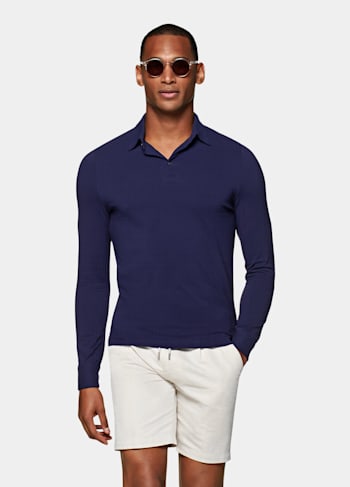 Blue Long Sleeve Polo Shirt 