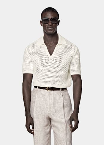Off-White Crochet Buttonless Polo