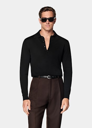 Black Long Sleeve Polo