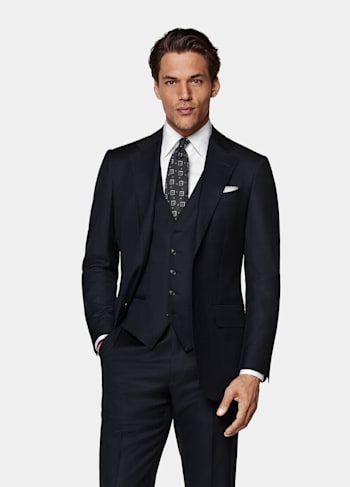 Navy Three-Piece Tailored Fit Havana Suit