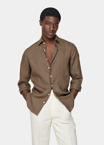 Dark Brown Slim Fit Shirt