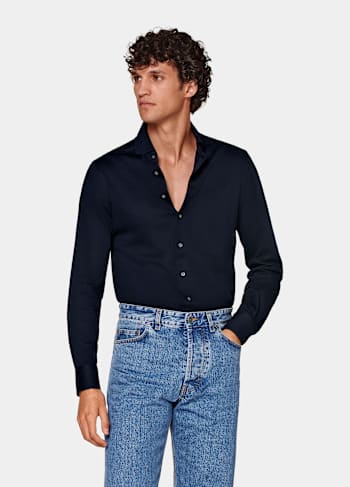 Camicia navy vestibilità extra slim