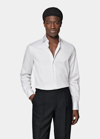 Grey Striped Twill Extra Slim Fit Shirt
