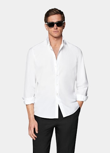 白色府绸特别修身剪裁衬衫