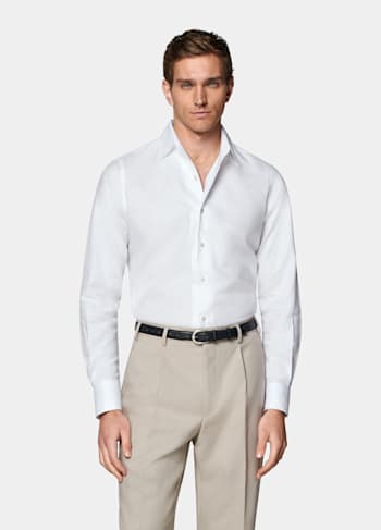 Camicia bianca vestibilità slim con colletto in unico pezzo