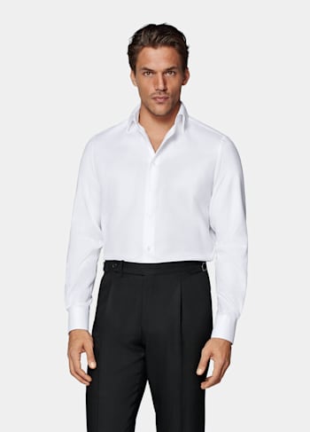 Koszula twill tailored fit biała
