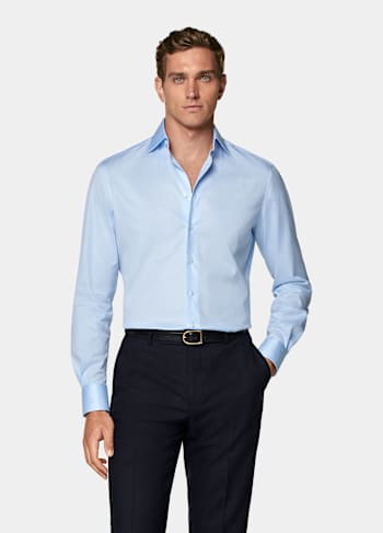 Light Blue Twill Tailored Fit Shirt