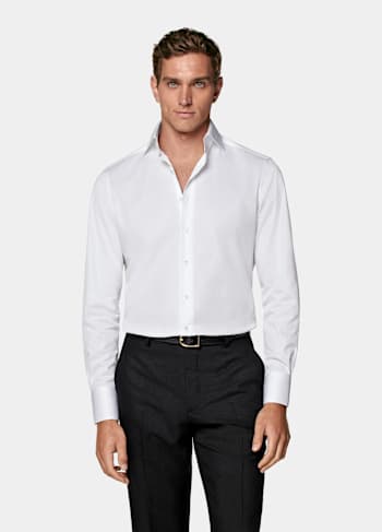White Twill Tailored Fit Shirt