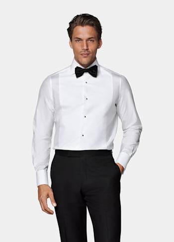 Koszula smokingowa piqué tailored fit biała
