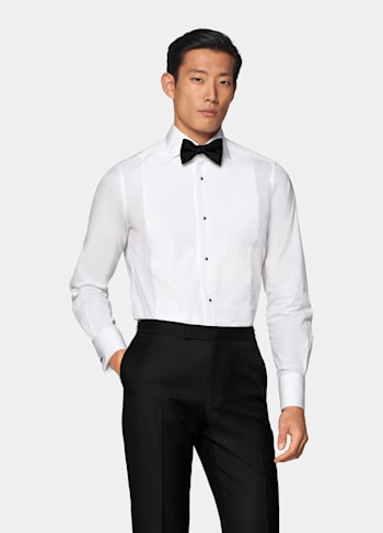 Koszula smokingowa z plisowaniem tailored fit biała