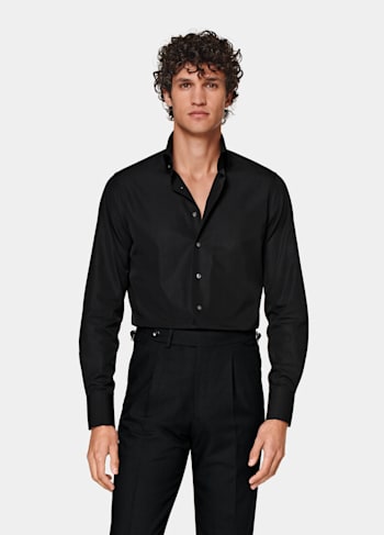 Camisa negra popelina corte Tailored