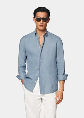Camisa azul intermedio corte Tailored