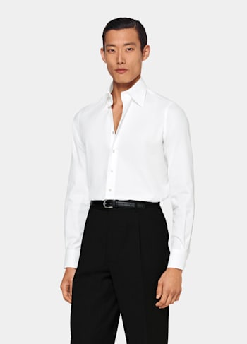White Large Classic Collar Tailored Fit Shirt
