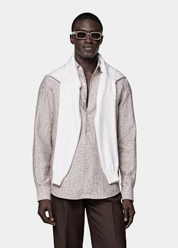 Brown Striped Tailored Fit Shirt