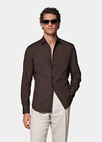 Brown Tailored Fit Shirt