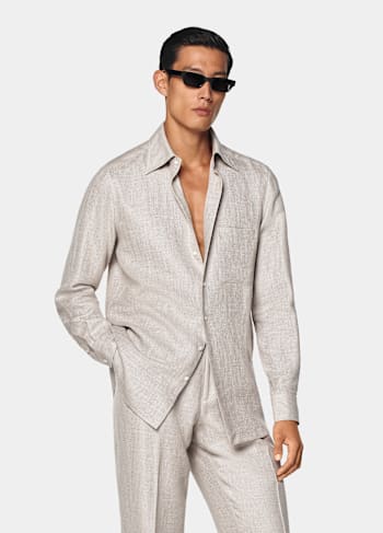 Koszula relaxed fit szarobrązowa