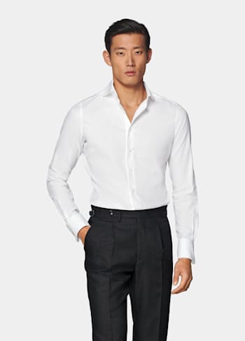 White Double Cuff Slim Fit Shirt