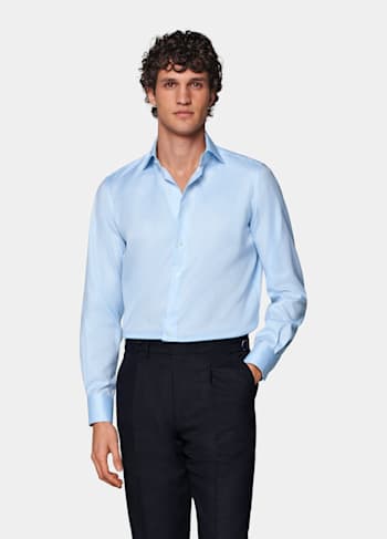 Camicia Royal Oxford azzurra vestibilità slim