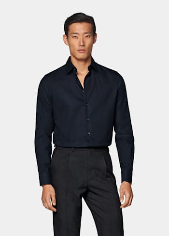 Camisa Royal Oxford corte Slim azul marino