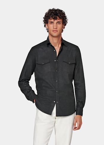 Camisa Western gris oscuro