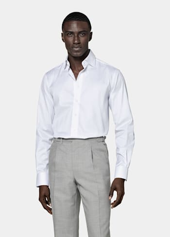 White Striped Twill Extra Slim Fit Shirt