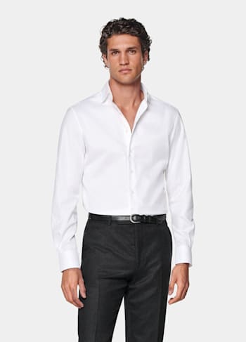 White Twill Tailored Fit Shirt