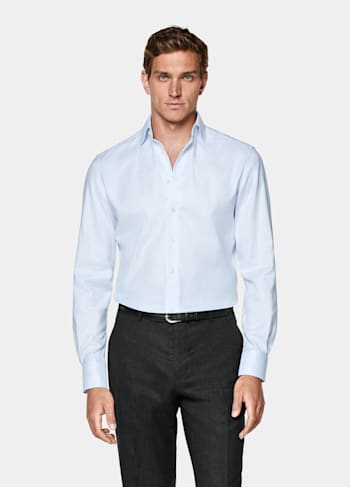 Chemise coupe Tailored en oxford bleu clair à rayures