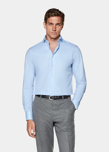 Camisa de sarga corte Tailored azul claro