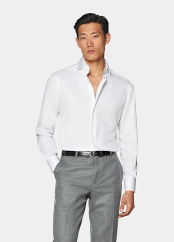 White Twill Tailored Fit Shirt