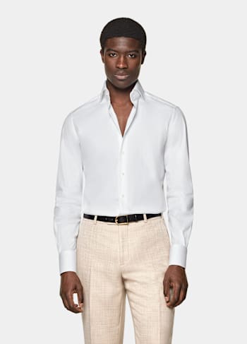 白色府绸合体身型剪裁衬衫