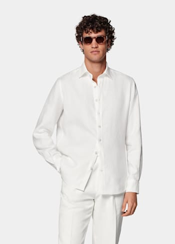 白色合体身型衬衫