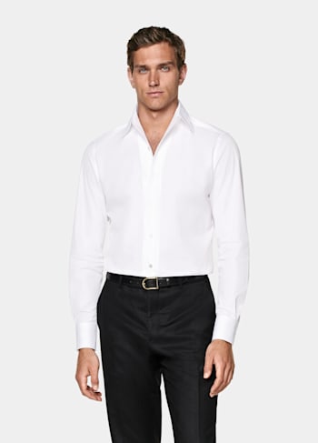 White One Piece Collar Tailored Fit Shirt