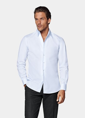 Chemise coupe Tailored avec col d'une seule pièce bleu clair