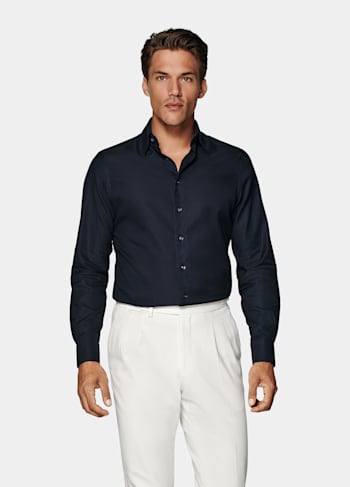 Camicia Royal Oxford navy vestibilità slim