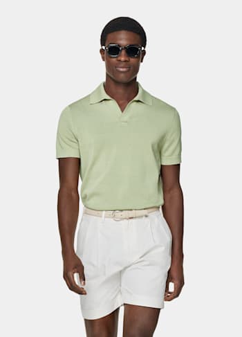 Light Green Buttonless Polo Shirt 