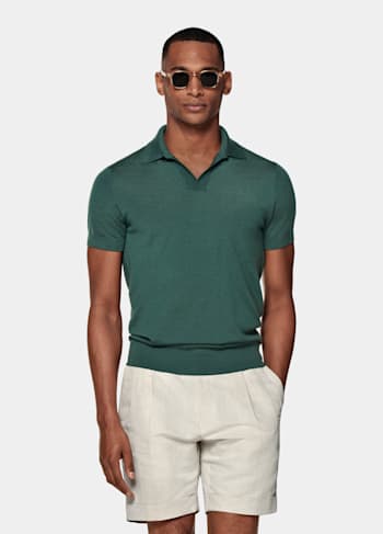 Green Buttonless Polo Shirt 