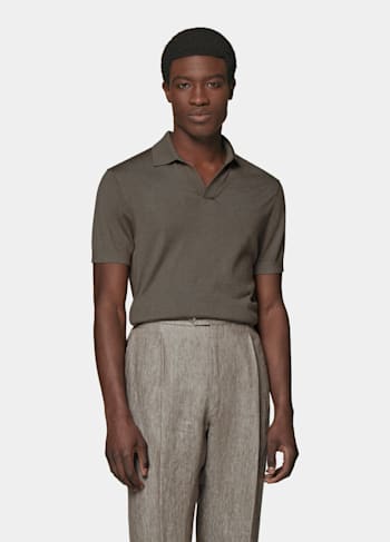 Taupe Buttonless Polo Shirt