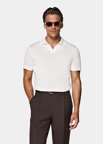 Polo sans boutons blanc cassé