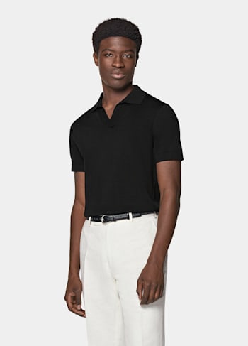Black Buttonless Polo Shirt