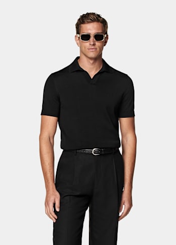 Black Buttonless Polo