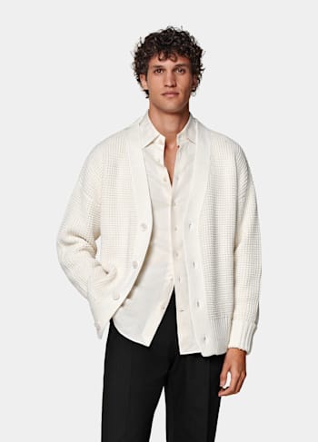 Off-White Crochet Oversized Cardigan
