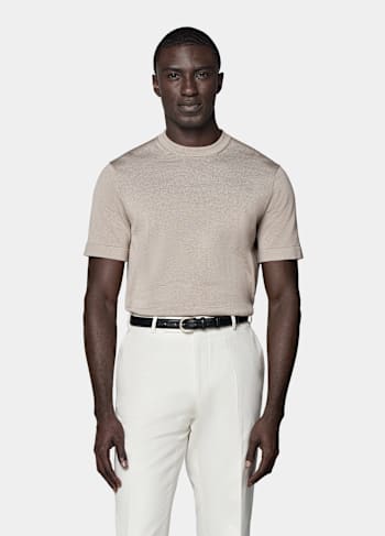 Light Taupe Short Sleeve Crewneck