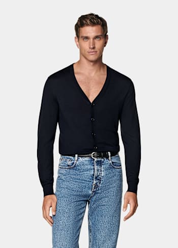 Navy V-Neck Cardigan