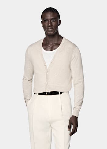 Sand V-Neck Cardigan