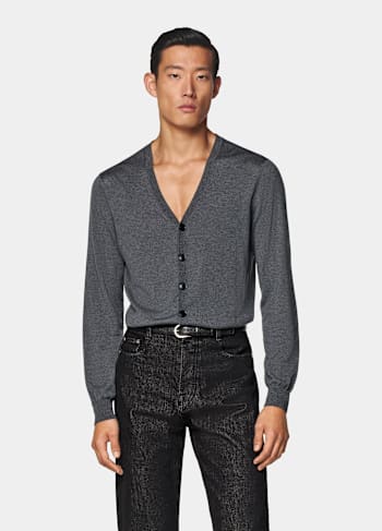 Grey V-Neck Cardigan
