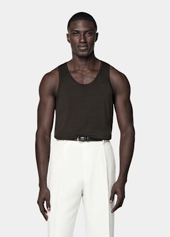 Dark Brown Knitted Tank Top